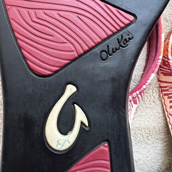 Olukai Ho'opio Tropical Print Thong Flip Flop Sandals Women 5-6 Casual Beach - Picture 11 of 14